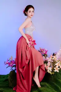 Elegant Beauty: Graceful Vietnamese Young Woman in Modern Attire with Lilies-6
