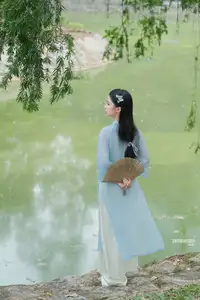 Elegant Vietnamese Maiden in Áo Dài Amidst Serene Nature's Embrace-13