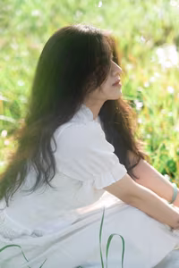 XVG No.21: Serene Moment - Asian Girl with Long Hair Immersed in Green Nature-2