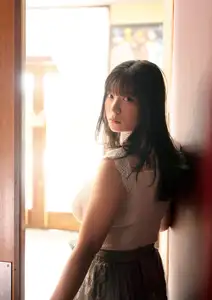 Radiant Beauty on Wooden Steps: A Timeless Moment of Youth-8