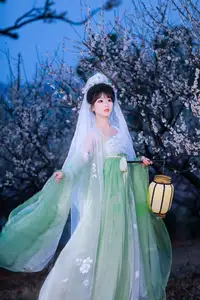 YiTuYu Vol.8718: Zhou Zhou AY - Ethereal Hanfu Beauty Amidst Enchanting Night Blossoms-13