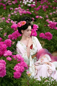 Elegant Floral Portraits with Li Zhi Xiao Ye: Romantic Peony Garden Aesthetic Vol.9113-7