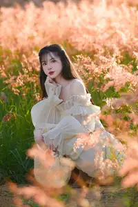 Golden Hour Dream: Ethereal Beauty in White Amidst a Blooming Field-21