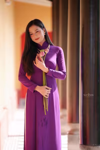 VGU No.71: Discover the Allure of Purple Ao Dai Lotus Flowers and Vietnamese Tradition.-4