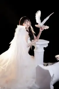 Ethereal Beauty: White Gown Angel with Dove by YiTuYu Art Vol.8612 OO-7