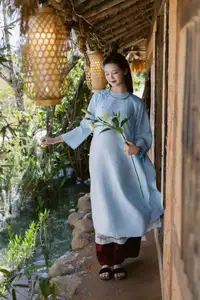 Serene Beauty: Graceful Young Woman in Traditional Attire with White Lilies-11