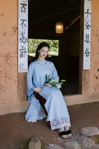 Serene Beauty: Graceful Young Woman in Traditional Attire with White Lilies-10