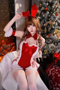 Coser Qing Shui You Nai: Alluring Christmas Bunny Girl-6