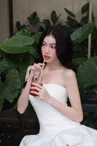 VGU No.95: Pure White Elegance: Captivating Charm of an Asian Beauty in a Modern Cafe-0