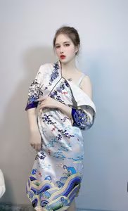 Coser Lu Ba Sui: Captivating Asian Beauty in Unique Wave-Patterned Attire – Discover Exclusive Selfie Photos!-0