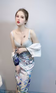Coser Lu Ba Sui: Captivating Asian Beauty in Unique Wave-Patterned Attire – Discover Exclusive Selfie Photos!-10
