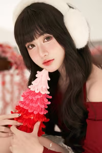 VGU No.127: Sweet Christmas Muse in Cozy Earmuffs, Captivating Winter Beauty. A Festive Delight!-3