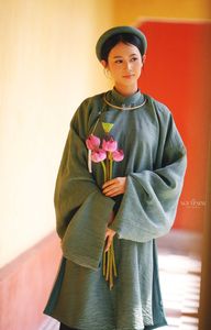 Traditional Vietnamese Soul: Elegant Lady in Ao Dai with Pink Lotus - 10000199719-6