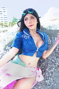 Captivating Nico Robin Cosplay by lMusicl: A Sun-Drenched Seaside Adventure-11