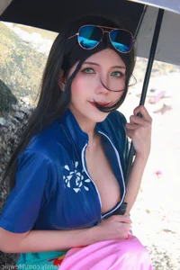 Captivating Nico Robin Cosplay by lMusicl: A Sun-Drenched Seaside Adventure-13