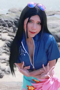 Captivating Nico Robin Cosplay by lMusicl: A Sun-Drenched Seaside Adventure-5