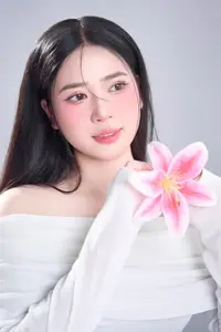 Serene Beauty of a Gentle Girl Explore Pure Charm and Dreamy Aura in a Minimalist Portrait-1