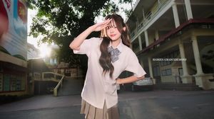 Young Schoolgirl in Uniform on Running Track - Fresh Youthful Beauty-8