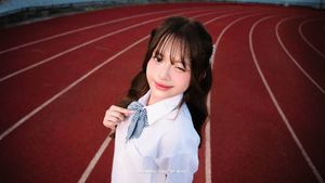 Young Schoolgirl in Uniform on Running Track - Fresh Youthful Beauty-6