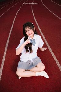 Young Schoolgirl in Uniform on Running Track - Fresh Youthful Beauty-7
