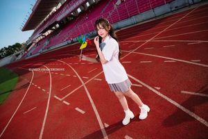 Young Schoolgirl in Uniform on Running Track - Fresh Youthful Beauty-9