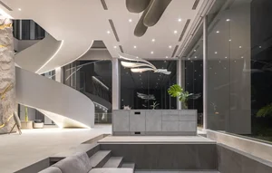 Stunning Riverside Minimalist Villa in Nakhon Pathom, Thailand: A Modern Architectural Masterpiece Designed for Golden Hour Sunsets and Serene Slow Living.-9