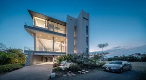 Stunning Riverside Minimalist Villa in Nakhon Pathom, Thailand: A Modern Architectural Masterpiece Designed for Golden Hour Sunsets and Serene Slow Living.-0