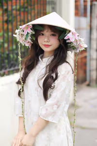 VGU No.143: Discover the Ethereal Beauty of a Vietnamese Girl in Ao Dai and Floral Conical Hat-5