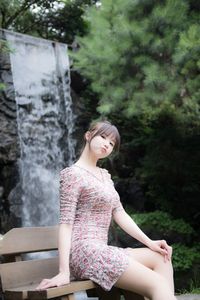 Yeon Da Bin: Adorable Korean Girl in Floral Dress Outdoors-10