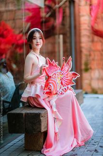 Elegant Vietnamese Beauty with Traditional Fish Lantern, Celebrating Culture-7