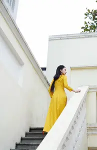 Graceful Vietnamese Beauty in Elegant Yellow Ao Dai-5