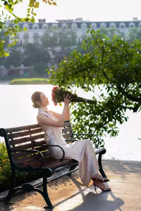 VGU No.59: Elegant Vietnamese Beauty by the Lake with Red Roses-9