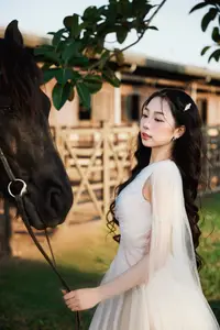Elegant Beauty: Graceful Girl with a Majestic Black Horse-5