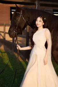 Elegant Beauty: Graceful Girl with a Majestic Black Horse-1