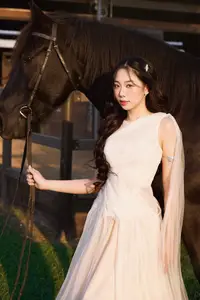 Elegant Beauty: Graceful Girl with a Majestic Black Horse-3