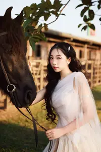 Elegant Beauty: Graceful Girl with a Majestic Black Horse-4