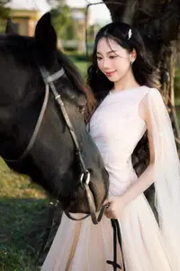 Elegant Beauty: Graceful Girl with a Majestic Black Horse-6