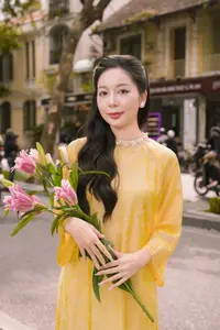 Graceful Vietnamese Beauty: Elegant Woman in Modern Traditional Attire Captures Asian Charm-2