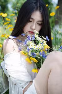 VGU No.92: Enchanting Maiden Amidst Wildflowers, A Serene Summer Dream Captured-7