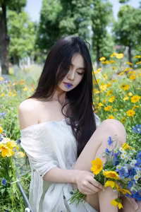 VGU No.92: Enchanting Maiden Amidst Wildflowers, A Serene Summer Dream Captured-0
