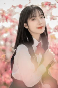 Elegant Asian Portrait Photography: Jian Xiao Cheng Vol.9389 – Serene Moments Under the Red Cherry Blossom Trees-2