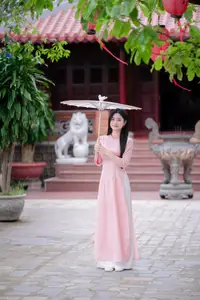 Elegant Vietnamese Beauty Amidst Ancient Architecture-9