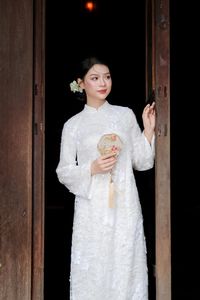 Elegant Vietnamese Woman Portrait Traditional Dress Ancient Architecture-14