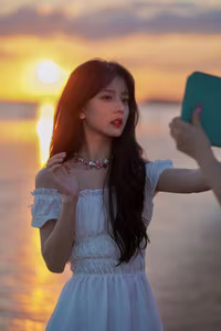 Enndme's Gentle Grace in White Dress by the Sea - YiTuYu Art Language Vol.8279-6