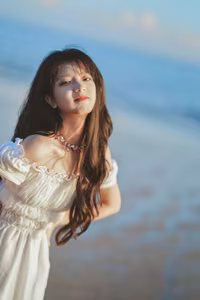 Enndme's Gentle Grace in White Dress by the Sea - YiTuYu Art Language Vol.8279-5