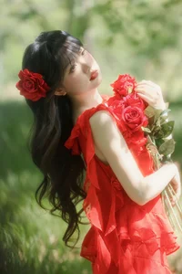 Stunning Portrait Photography: YiTuYu Art Language Vol.9193 Featuring Shi Zi in a Radiant Red Dress-11