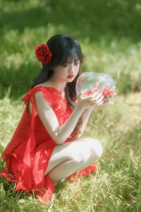 Stunning Portrait Photography: YiTuYu Art Language Vol.9193 Featuring Shi Zi in a Radiant Red Dress-1