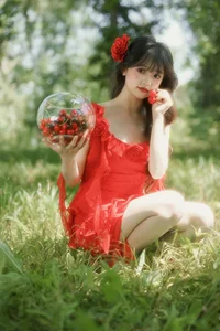 Stunning Portrait Photography: YiTuYu Art Language Vol.9193 Featuring Shi Zi in a Radiant Red Dress-9