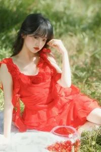 Stunning Portrait Photography: YiTuYu Art Language Vol.9193 Featuring Shi Zi in a Radiant Red Dress-10