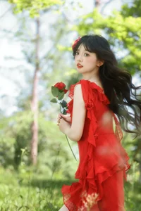 Stunning Portrait Photography: YiTuYu Art Language Vol.9193 Featuring Shi Zi in a Radiant Red Dress-5